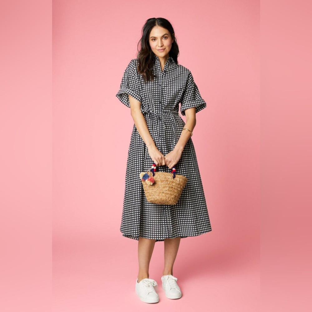 NWT Tucker Sarah Shirt Dress Black Gingham Pima Cotton